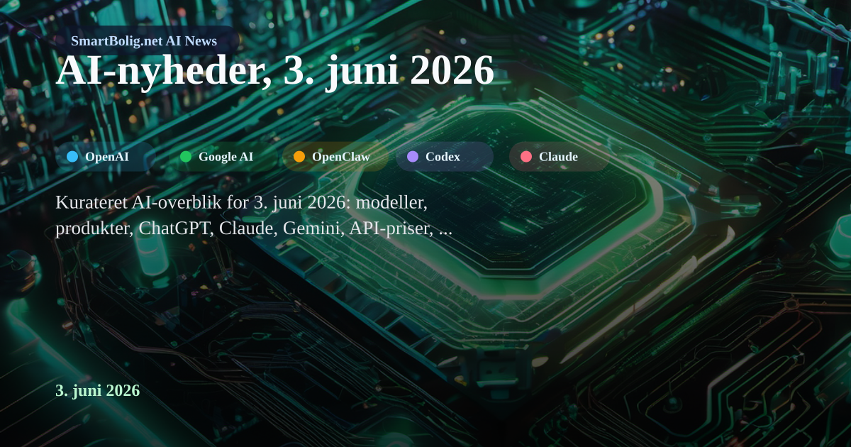 SmartBolig hardware visual about today's AI news from OpenAI, Google AI, OpenClaw, OpenAI Codex, Claude Code, Gemini CLI